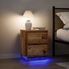 vidaXL Bedside Cabinets with LED Lights&nbsp;2 pcs Old Wood 38x34x50 cm