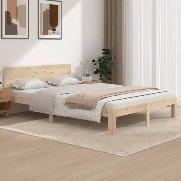 vidaXL Bed Frame without Mattress Solid Wood Pine 140x200cm