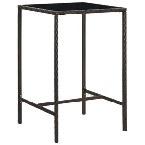 vidaXL Bar Table | Brown | PE rattan, tempered glass, powder-coated steel