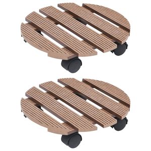 vidaXL Plant Trolleys 2 pcs Brown &Oslash;30x7.5 cm WPC