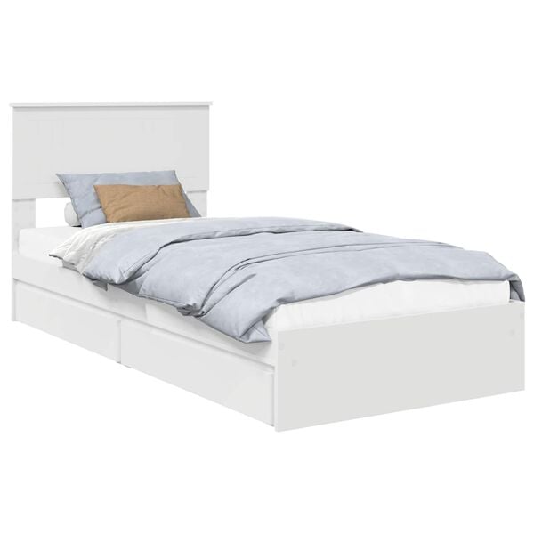 vidaXL Storage Bed with Headboard White 90 x 200 cm Engineered Wood