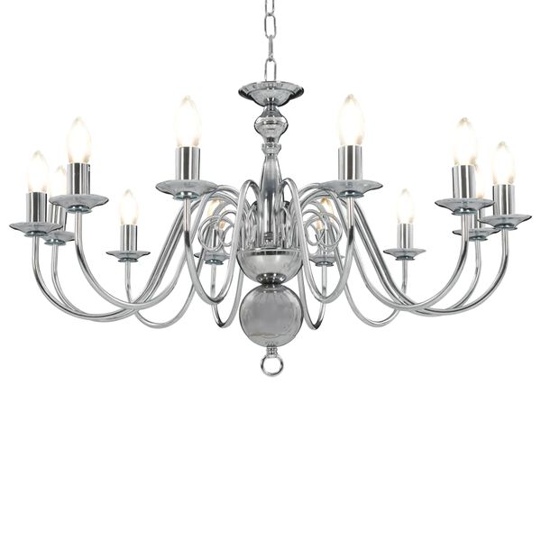 vidaXL Chandelier Silver 12 x E14 Bulbs