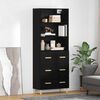 vidaXL Highboard Black Oak 69.5 x 32.5 x 180 cm Engineered Wood