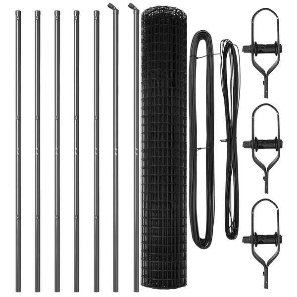 vidaXL Fence with Post Grey 1.5 x 10 m Steel