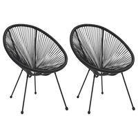 vidaXL Garden Moon Chairs 2 pcs Rattan Black