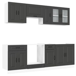 vidaXL 8 Piece Kitchen Cabinet Set "Kalmar" Black Engineered Wood
