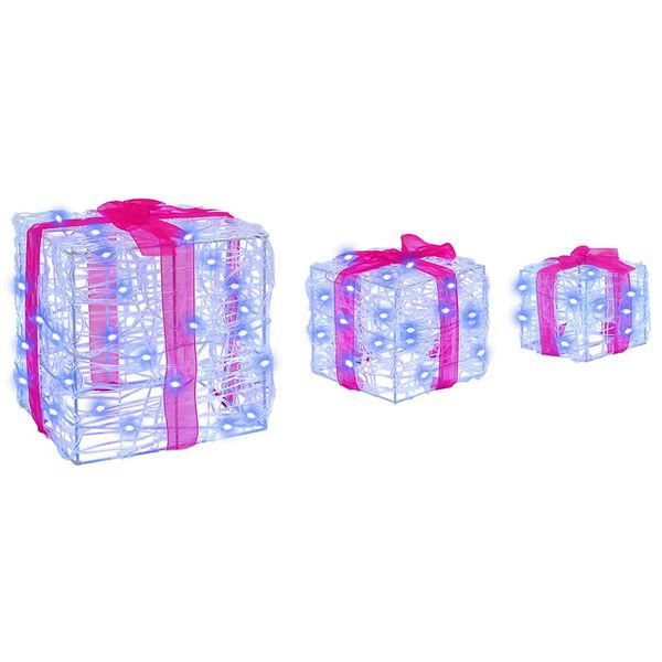 vidaXL Gift Box with 60 LEDs 3 pcs Blue 20 x 20 x 20 cm Acrylic