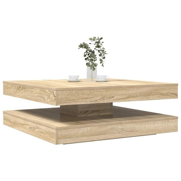 vidaXL Coffee Table 360-Degree Rotatable Sonoma Oak 90x90x34.5 cm