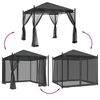 vidaXL Gazebo with Mesh Walls Anthracite 2.93x2.93 m Steel
