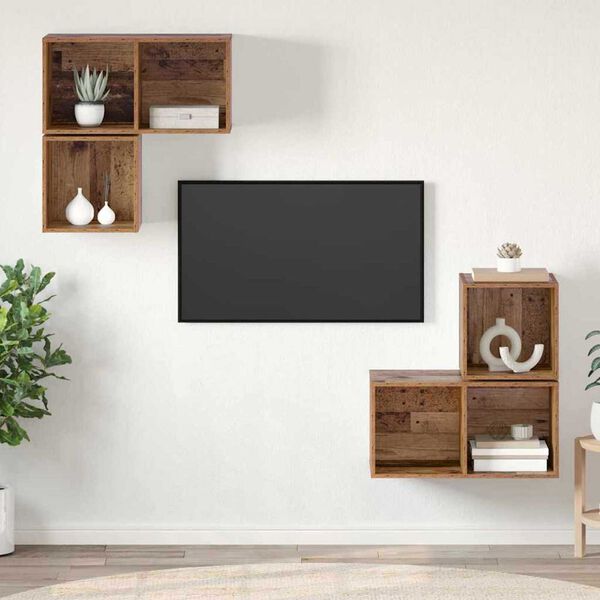 vidaXL TV Cabinet Set Wall-mounted 4 pcs Old Wood Engineered Wood