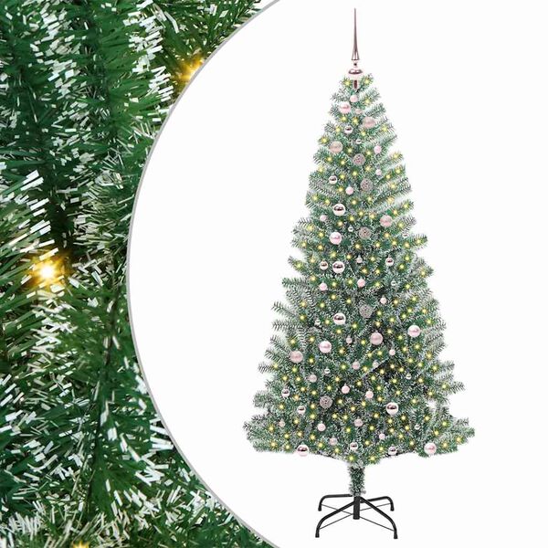 vidaXL Artificial Christmas Tree Snow Flocked with LED Light 240 cm