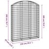 vidaXL Arched Gabion Basket 150x30x180/200 cm Galvanised Iron