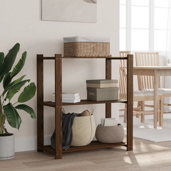 vidaXL 3-Tier Storage Rack Brown 80x38x90 cm Solid Wood Pine