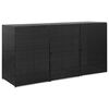 vidaXL Triple Wheelie Bin Shed Black 229x78x120 cm Poly Rattan