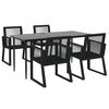 vidaXL 5 Piece Garden Dining Set Black PVC Rattan