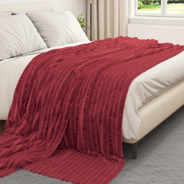 vidaXL Throw Blanket Bordeaux Red 270 x 240 cm Fleece