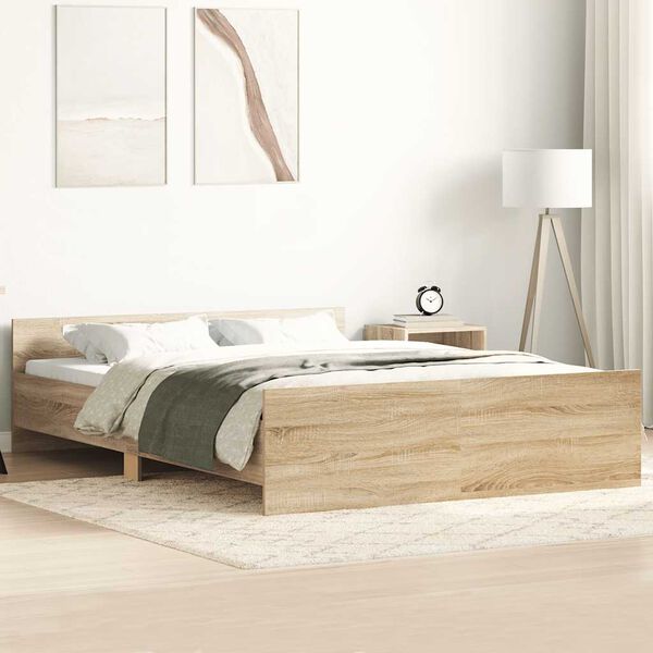 vidaXL Bed Frame without Mattress Sonoma Oak 150x200 cm King Size