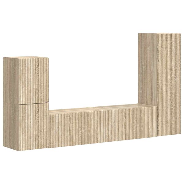 vidaXL TV Cabinet Set Wall-mounted 4 pcs Sonoma Oak Engineered Wood
