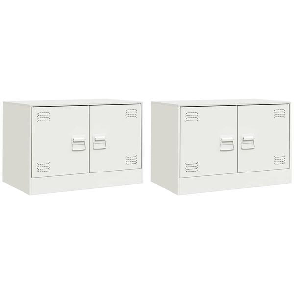vidaXL TV Cabinets 2 pcs White 67x39x44 cm Steel