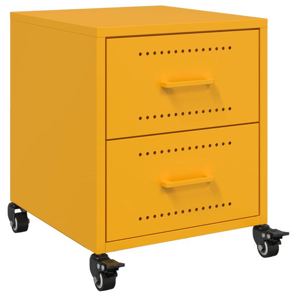 vidaXL Bedside Cabinet Mustard Yellow 36x39x43.5 cm Steel