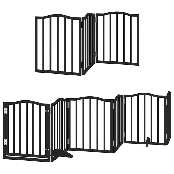 vidaXL Dog Gate with Door Foldable 15 Panels Black 750 cm Poplar Wood