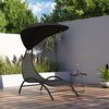 vidaXL Sun Lounger with Canopy Black 167x80x195 cm Fabric and Steel
