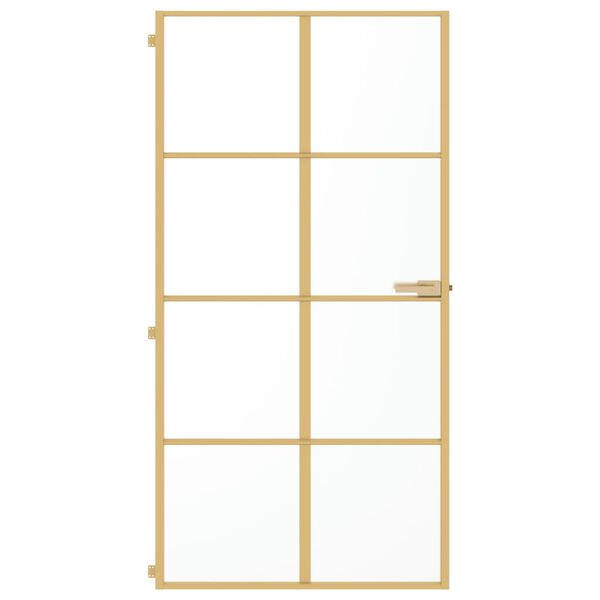 vidaXL Interior Door Slim Golden 102.5x201.5 cm Tempered Glass and Aluminium