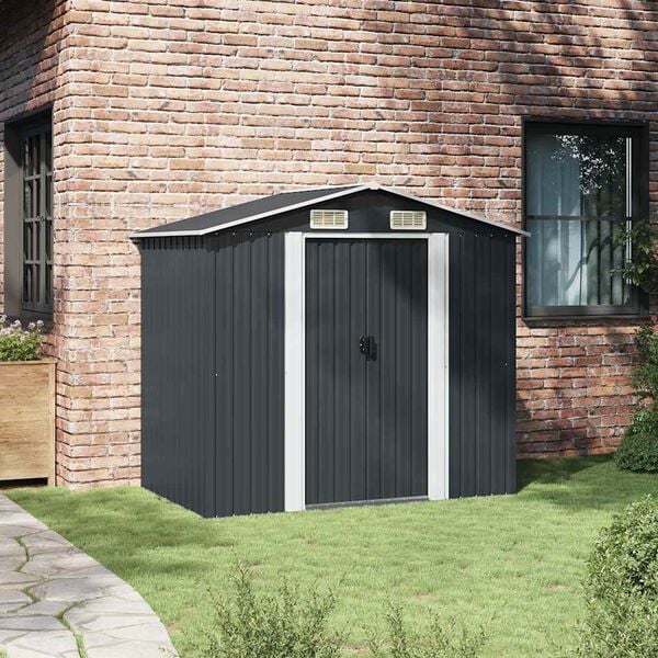 vidaXL Garden Storage Shed Anthracite Steel 204x132x186 cm