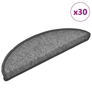 vidaXL Stair Mats 30 pcs 56x17x3 cm Dark Grey Half Round