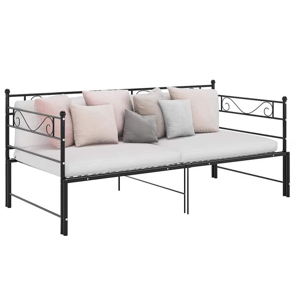 vidaXL Pull-out Sofa Bed Frame without Mattress Black Metal 90x200 cm