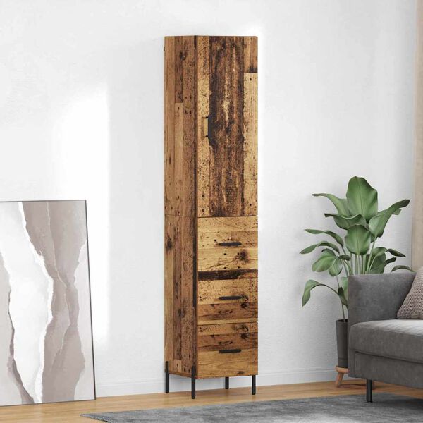 vidaXL Highboard Old Wood 34.5 x 34 x 180 cm Engineered Wood
