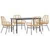 vidaXL 5 Piece Garden Dining Set Brown Poly Rattan Glass