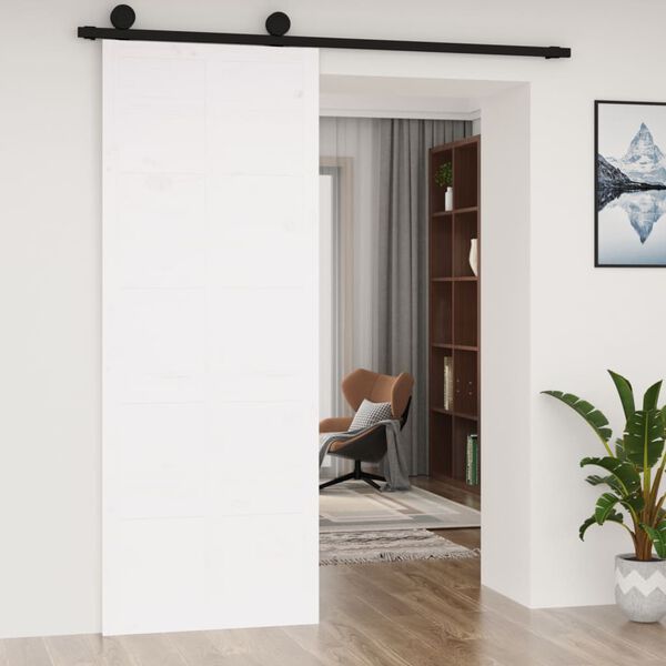 vidaXL Barn Door White 80x1.8x214 cm Solid Wood Pine