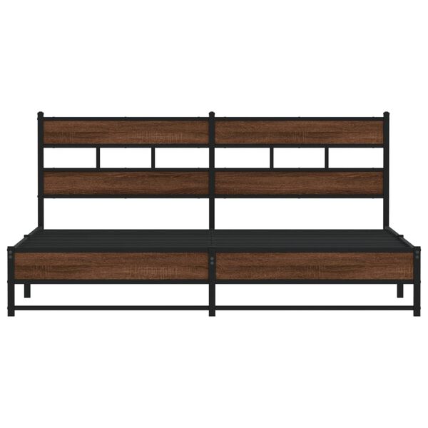 vidaXL Metal Bed Frame without Mattress Brown Oak 193x203 cm