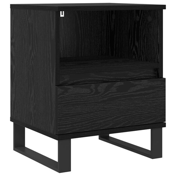 vidaXL Bed Cabinet Black Oak 40 x 35 x 50 cm Engineered Wood