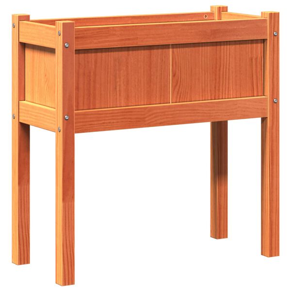 vidaXL Garden Planter with Legs Wax Brown 70x31x70 cm Solid Wood Pine