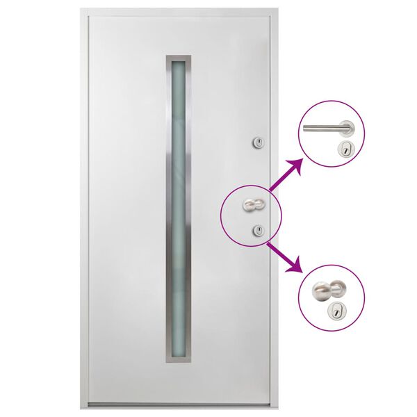 vidaXL Aluminium Front Door White 90x200 cm