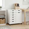 vidaXL Rolling Cabinet White 63.5 x 39 x 65.5 cm Solid Pine Wood