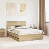 vidaXL Bed Frame with Drawer Sonoma Oak 140 x 190 cm Engineer Wood