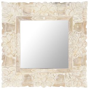 vidaXL Mirror White 50x50 cm Solid Mango Wood