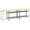 vidaXL Work Bench Set with Shelf with Storage 3 pcs Grey Steel