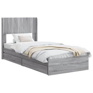 vidaXL Bed Frame with Storage and Headboard Grey Sonoma 75 x 190 cm