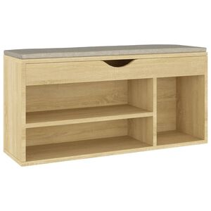 vidaXL Shoe Bench with Cushion Sonoma Oak 104x30x49 cm Engineered Wood