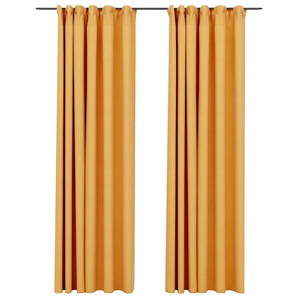 vidaXL Linen-Look Blackout Curtains with Hooks 2 pcs Yellow 140x245 cm