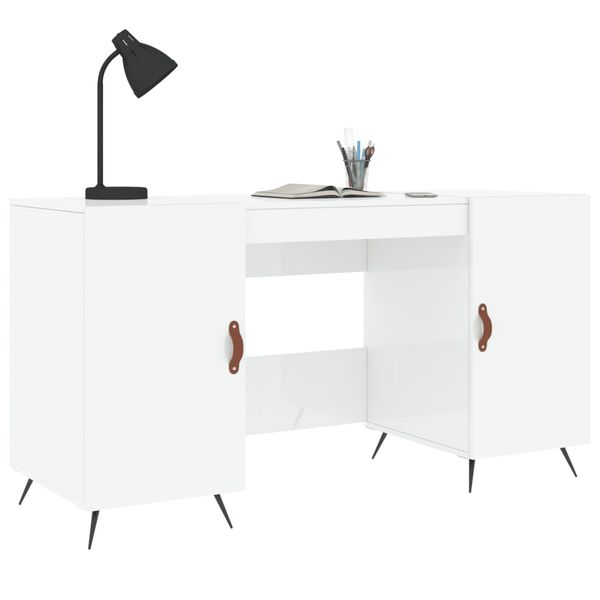 vidaXL Desk High Gloss White 140x50x75 cm Engineered Wood