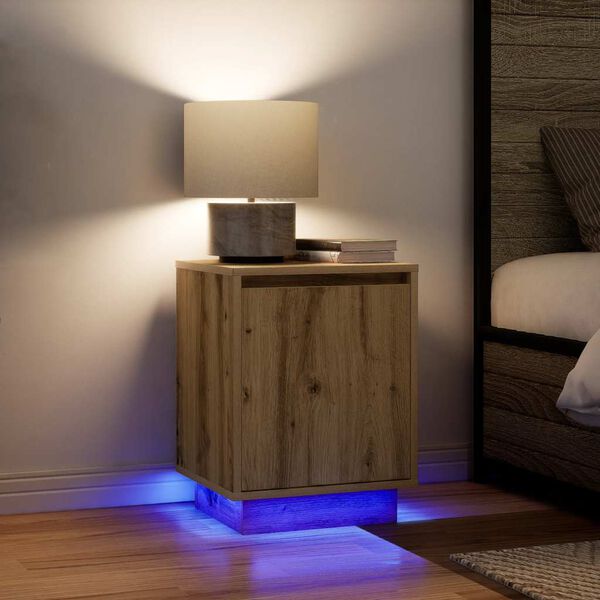 vidaXL Bedside Cabinets with LED Lights&nbsp;2 pcs Artisan Oak 38x34x50 cm