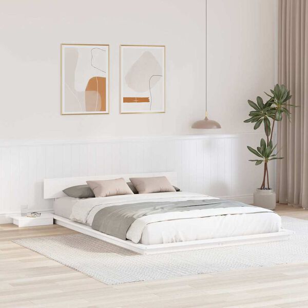 vidaXL Bed Frame White 140 x 200 cm Wood