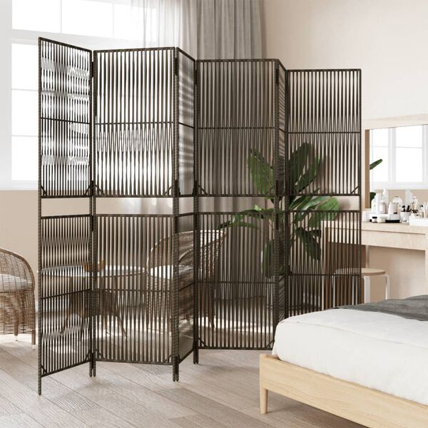 vidaXL Room Divider 6 Panels Brown Poly Rattan