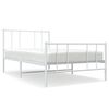 vidaXL Metal Bed Frame without Mattress with Footboard White 107x203cm
