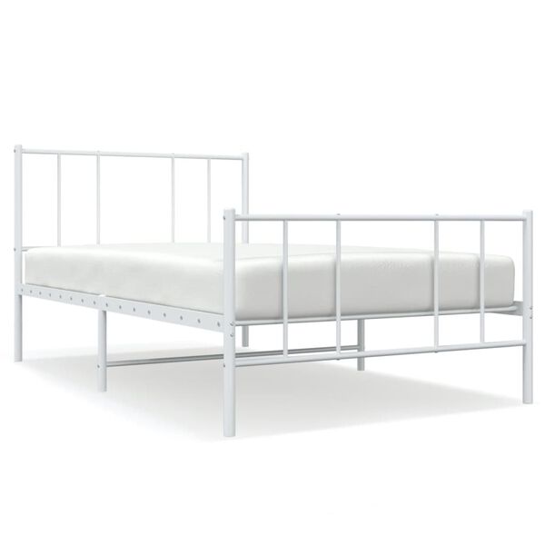 vidaXL Metal Bed Frame without Mattress with Footboard White 107x203cm